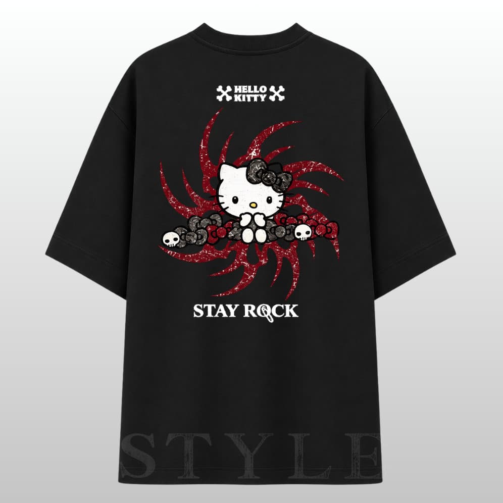 Camiseta Oversized Hello Kitty Streetwear Premium Pra Academia 100% Algodão Camisa Feminino/Masculino Estampa Anime