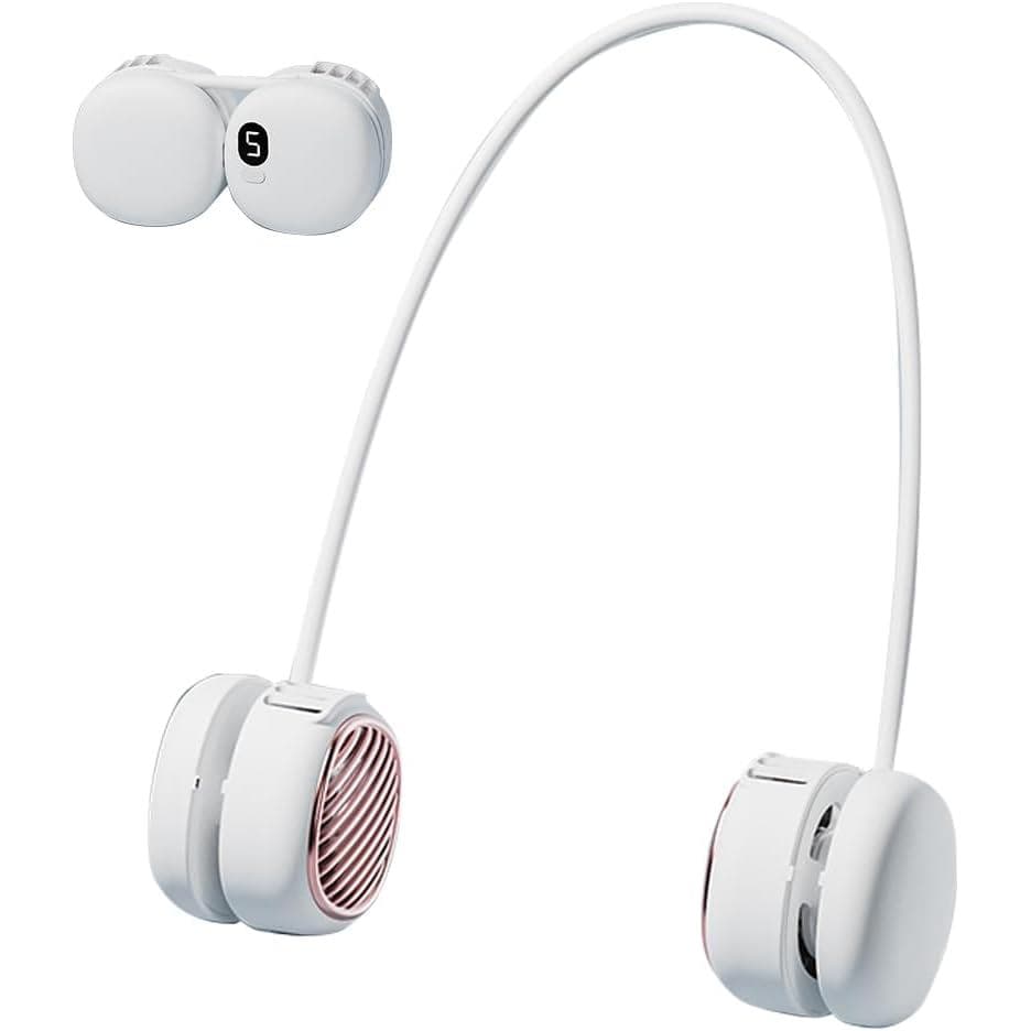 Ventilador de Pescoço Portátil que Sopra Ar Frio - Ventilador Sem Lâminas com Bateria e Display LCD |   5 Velocidades, A