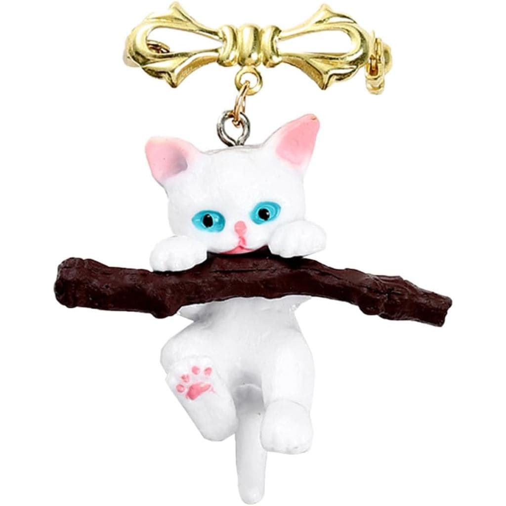 Broche Criativo de Gato 3D Tridimensional Segurando Galho, Broche Elegante para Vestuário Feminino, Acessório Decorativo