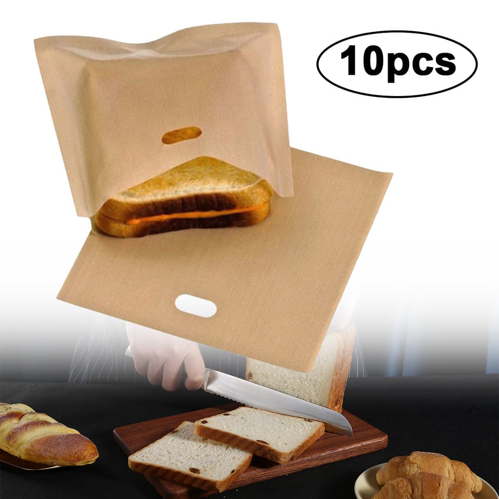 Migumila10 Pcs Torradeira Reutilizável Torrada Pão Sanduíche Torradas Sacos Para Queijo Grelhado Sanduíches Bolsos Ferra