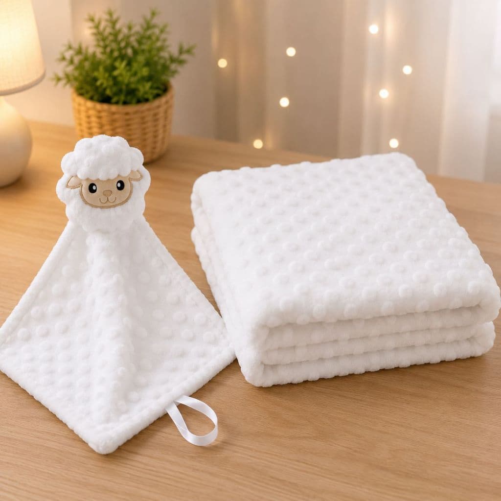 Kit Manta com Naninha Cobertor de Bebê Pipoquinha Infantil Mantinha Inverno Premium 02 Peças
