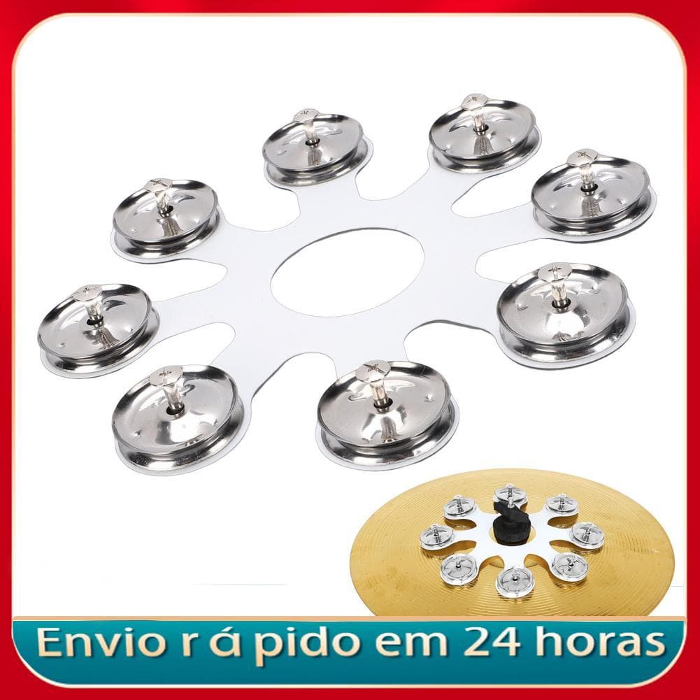 Nicegadget-BR Cymbal Ching Ring Portátil Hi Hat Pandeiro com 8 pares de jingle de aço inoxidável para chapéus, passeios