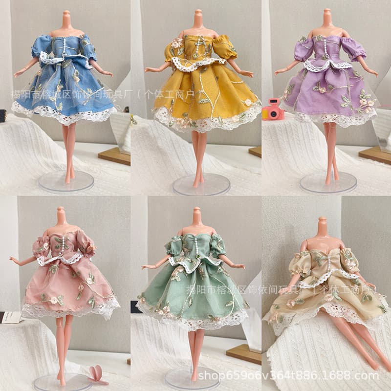 Boneca Princesa Saia Roupas De Francês Retro Renda Elegante Moda Conjunto De
