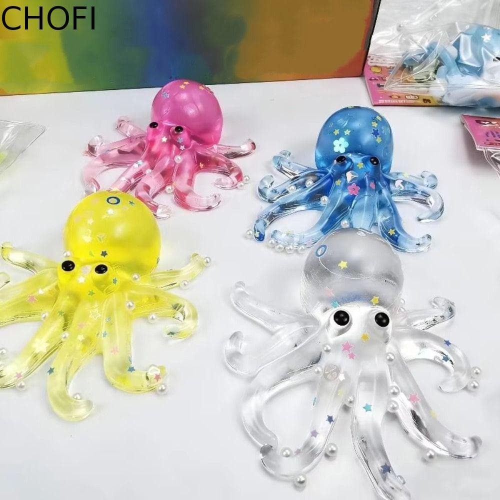 CHOFI Squishy Ocean Octopus , Bola De Inquietação Sensorial Com Brilho Esticado , Animais Fofos Apertam Brinquedo De Rec