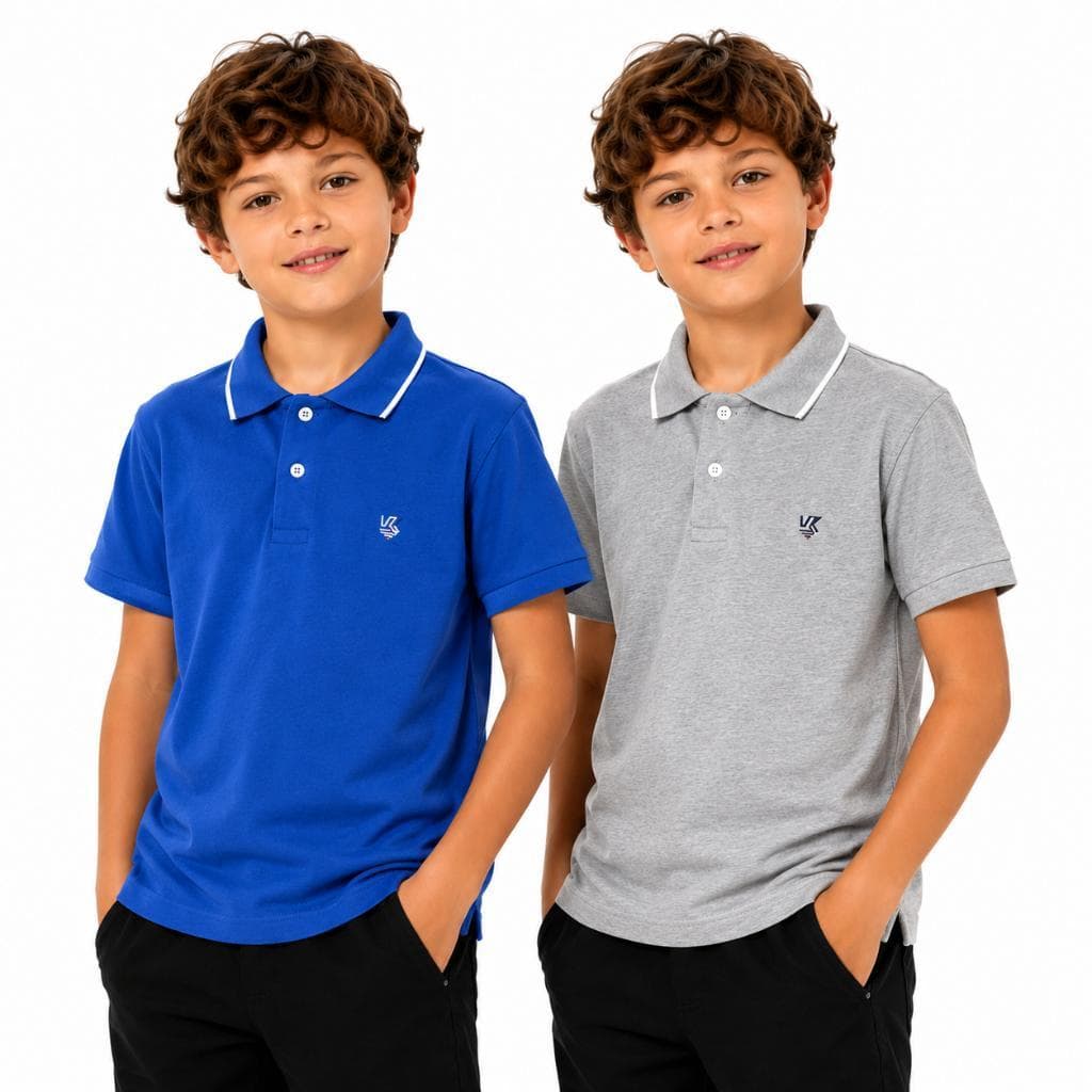 Kit 2 Camisas Gola Polo Infantil 100% Algodão 2 a 14 Anos.