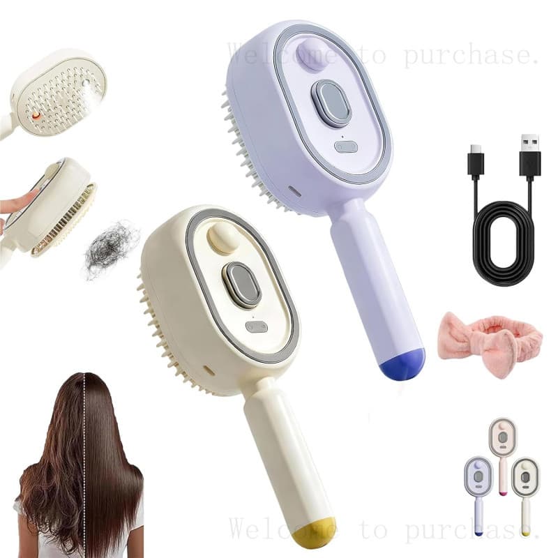 Escova a Vapor Elétrica para Cabelo, Escova Alisadora Recarregável com Spray de Água, Desembaraçadora e Antiestática, Al