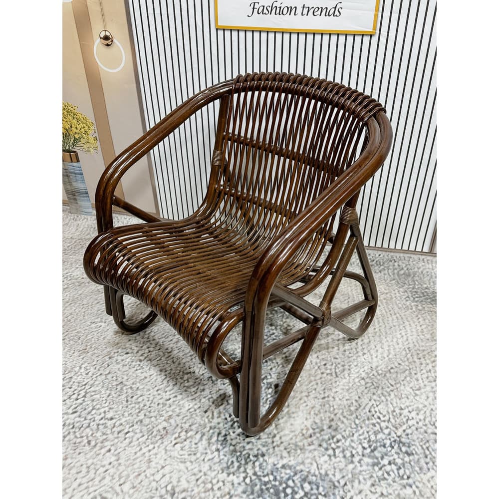 Indonésia Real Rattan encosto sala de estar Retro clássico lazer cadeira mesa única varanda cadeira escritório pátio con