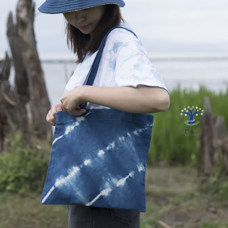 Recomendação forte e pesada novo estilo feito à mão azul tingido de um ombro bolsa de lona de algodão puro listrada Tie-