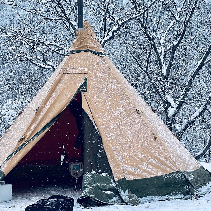 Tentipi 7/9 pessoas de luxo acampamento apontou tenda indiana pirâmide barraca de inverno pode acender fogo