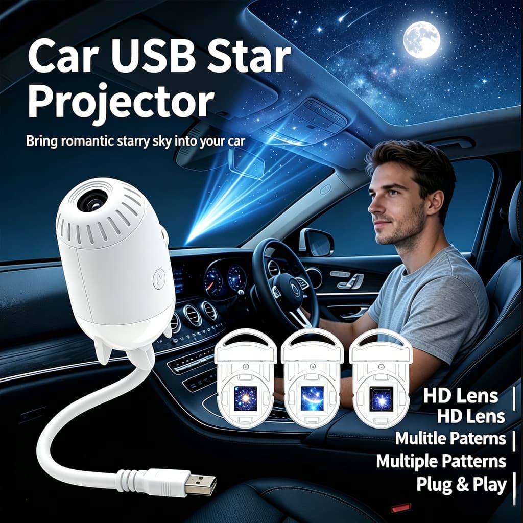 Lâmpada De Projeção USB Foco Manual Projetor Luz Carro Ambiente Sala Estrela Estrelada Romântico Saturno Galáxia Luzes D