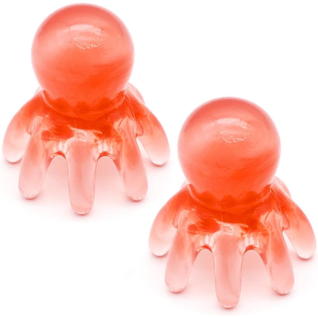 Conjunto de 2 Escovas Massageadoras de Cabeça em Forma de Polvo: Ferramenta de Massagem para Couro Cabeludo, Alívio do E