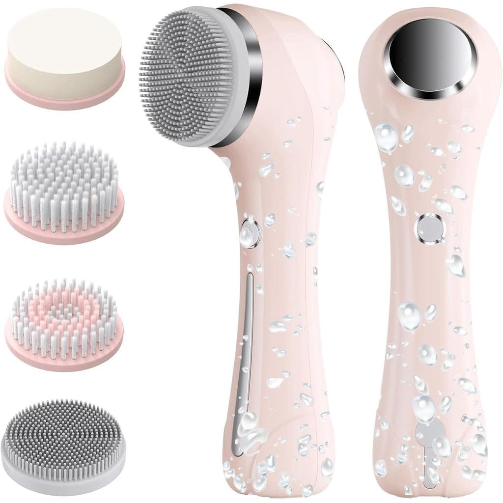 Escova de Limpeza Facial, 2 em 1, à prova d'água IPx7, Conjunto de Escova Facial Rotativa com 4 Cabeças de Escova, Escov