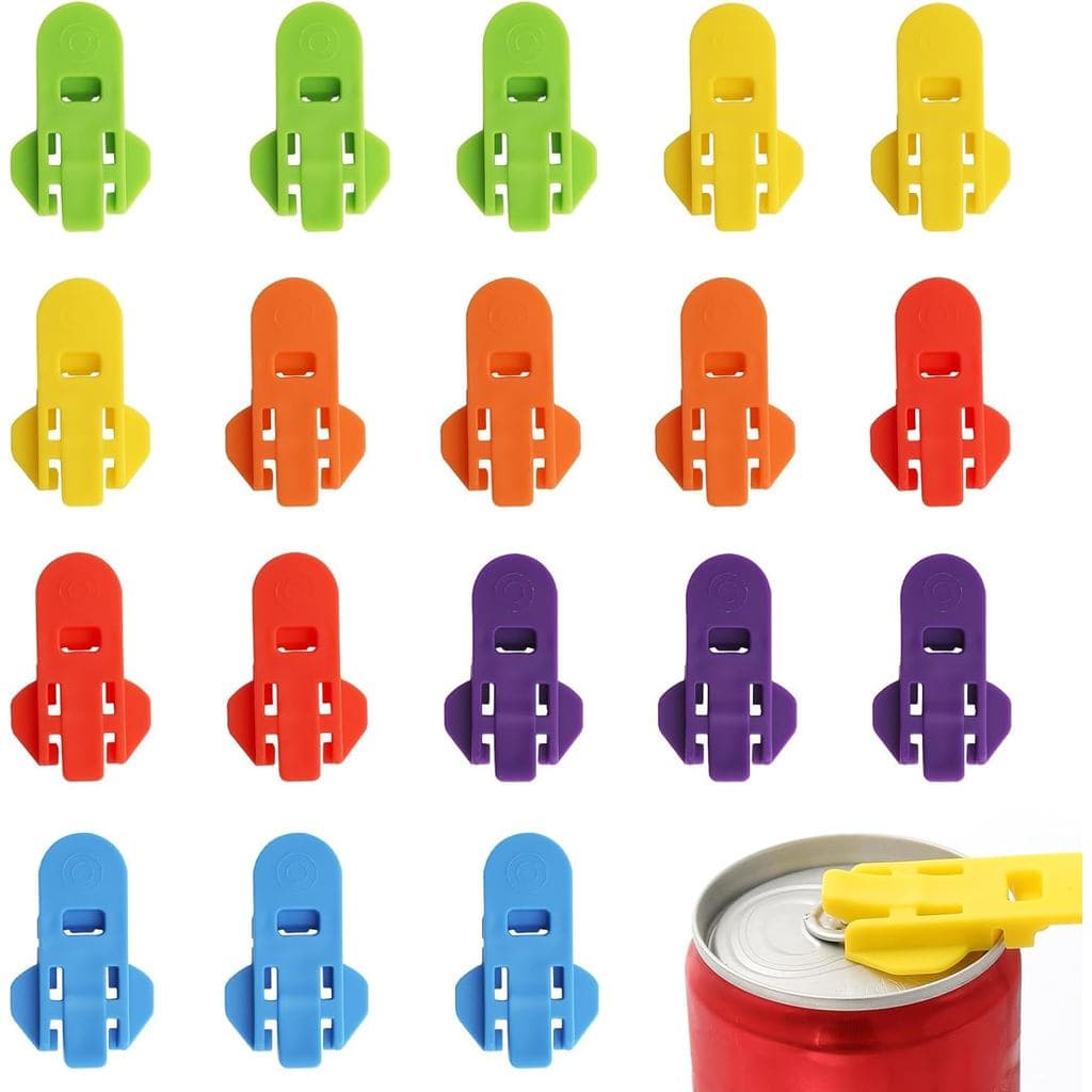 18 Peças de Abridores de Latas Fáceis de Usar, Abridor Manual Colorido para Latas de Refrigerante, Protetor de Boca para