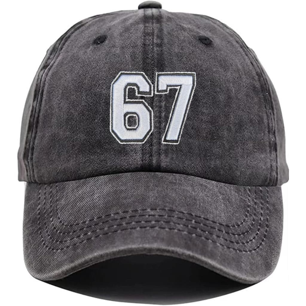 Boné 67 para Homens e Mulheres, Boné de Beisebol 6 7 Engraçado com Gráfico Bordado, Boné Trucker 6-7 Estiloso e Original