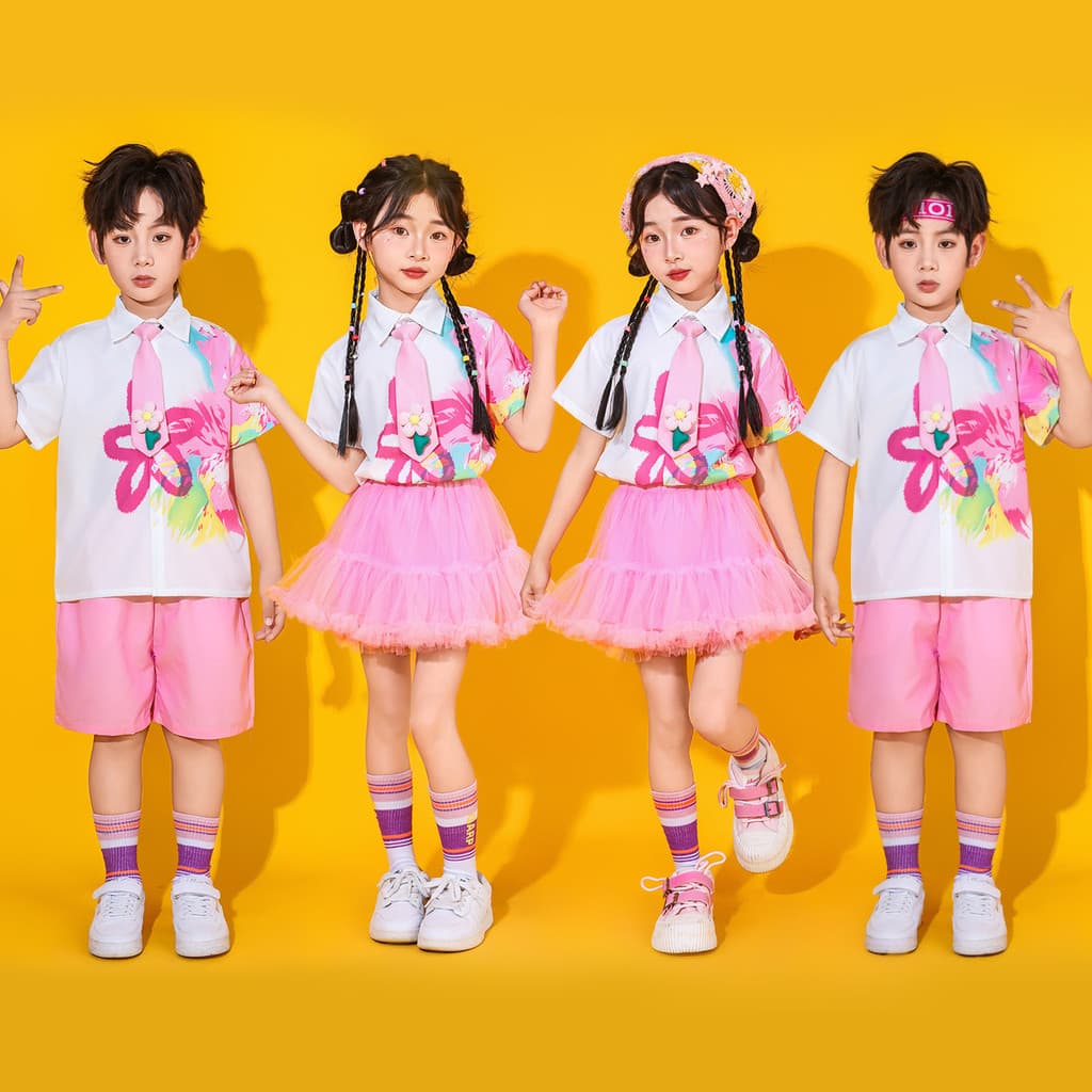 Traje infantil coro jardim de infância formatura traje dança crianças Cheerleading desempenho escola primária estudantes