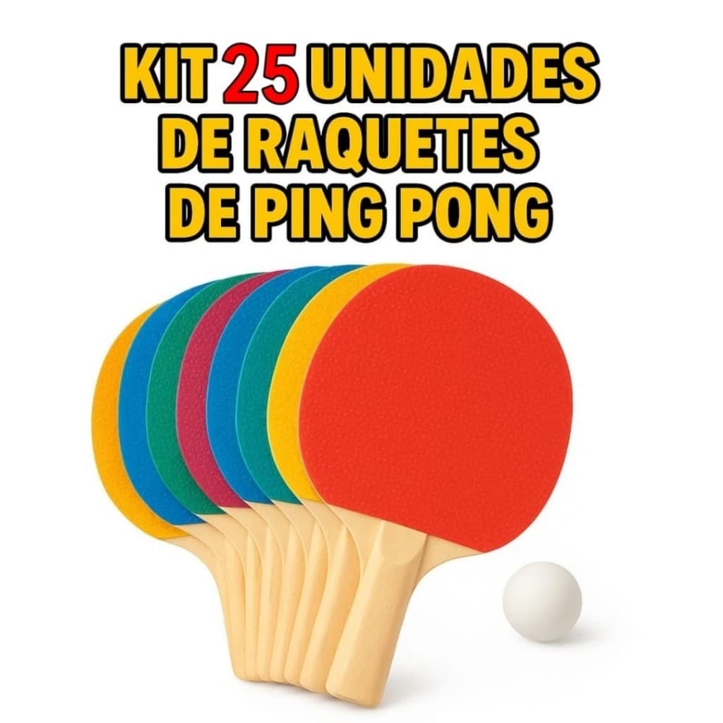 kit 25 pares de Raquetes ping pong tênis de mesa Raquete ping pong tênis de mesa jogo criança adulto 2 Raquete 1 bolinha