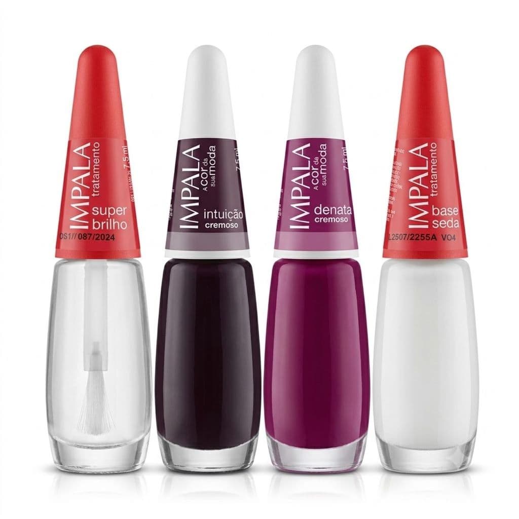 Kit 4 Esmaltes Impala Intuição Donata Base Seda Super Brilho