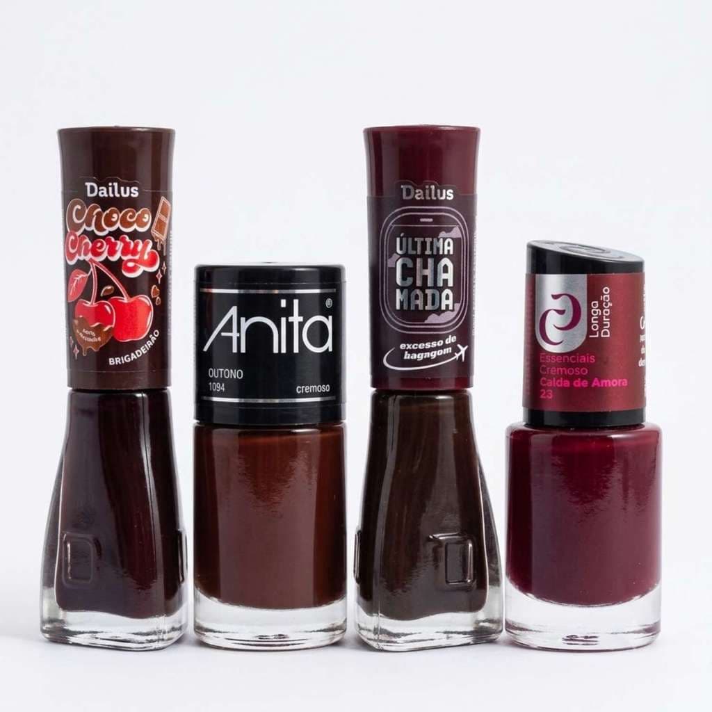 KIT 4 ESMALTES TONS VERMELHOS VINHO DAILUS ANITA CORA