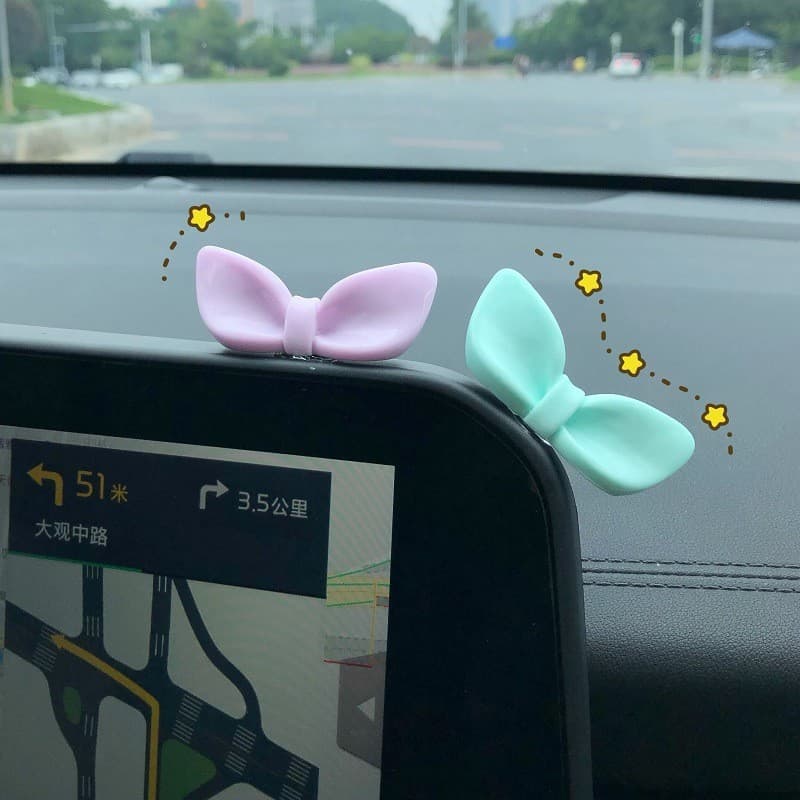 ENVIO RÁPIDO: Decoração 3D em Forma de Laço para Painel de Carro, Acessórios Criativos e Fofos para Espelho Retrovisor e