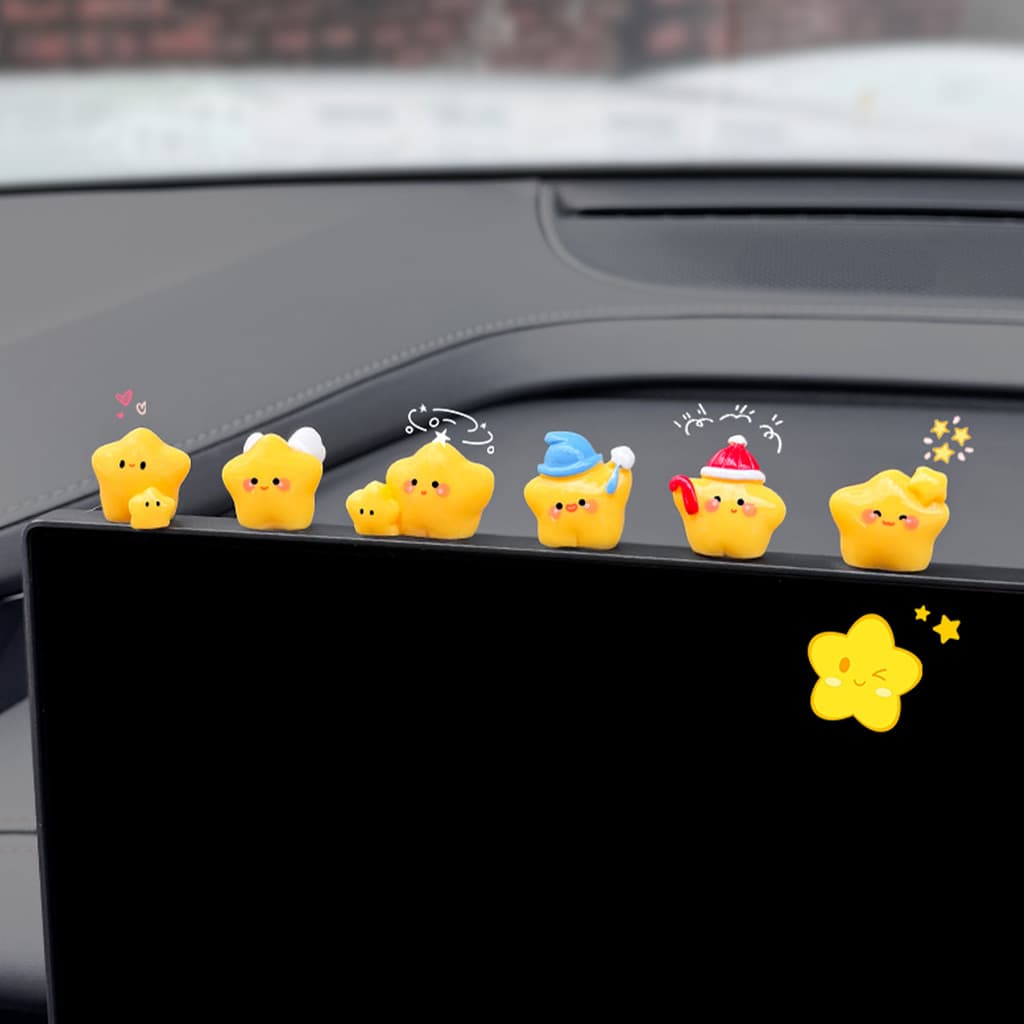 Decoração de Painel de Carro em Forma de Estrela Fofa, Suporte de Telefone para Tela, Ornamento de Desenho Animado para