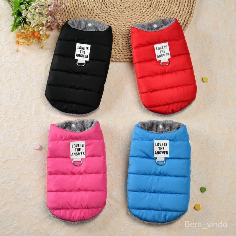 Colete de Inverno para Cães e Gatos, Jaqueta Quente com Forro de Lã Espessa para Animais de Estimação com Anel para Cole