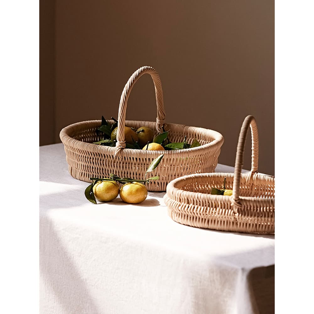 Cesta de frutas de vime, cesta de armazenamento de palha de mesa, prato de frutas, cesta de tecido de bambu, de ov