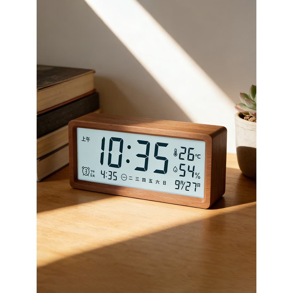 Despertador de madeira maciça 2026 novo estilo simples relógio de colocação de mesa quarto Backlight pêndulo relógio de