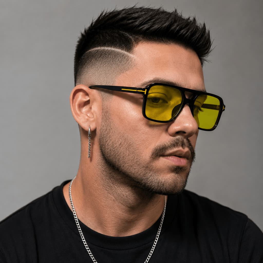 Óculos De Sol Aviador Quadrado Lente Amarela Retro Blogueira Moda Unissex Varias Cores
