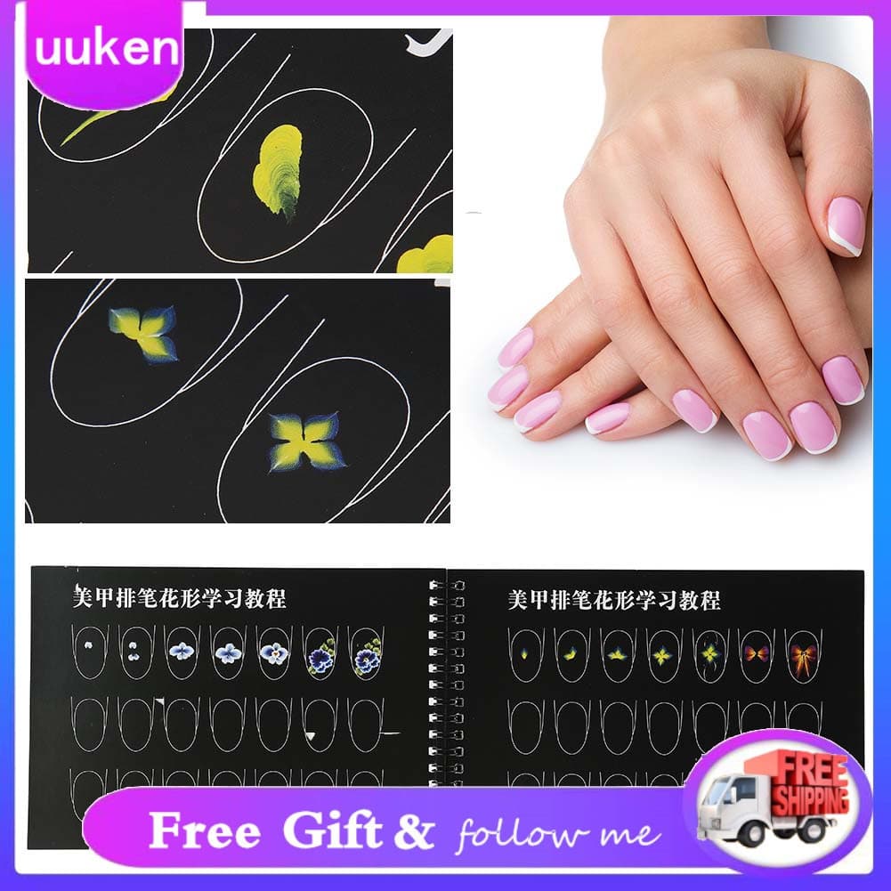 Uukendh Modelo de prática de arte em unhas, ferramenta de livro de papel para manicure para aprender pintura(1)