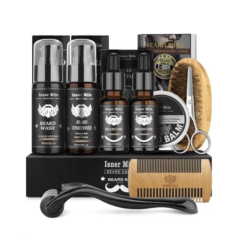 Kit de Presente para Barba, Kit de Crescimento de Barba, Kit de Cuidados para Barba com 2 Frascos de Óleo Original para