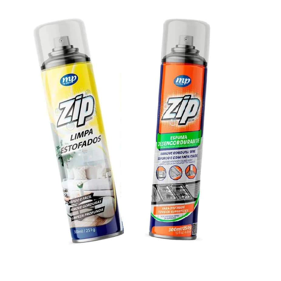 Kit Zip Clean Limpa Estofados e Espuma Desengordurante fogao cozinha tapete sofá My Place 300ml