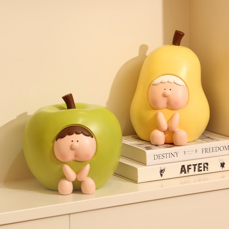 Cofrinho Maçã Pera Resina centro de mesa decorativo enfeite mesa decoração estante decoração sala presente fofo presente