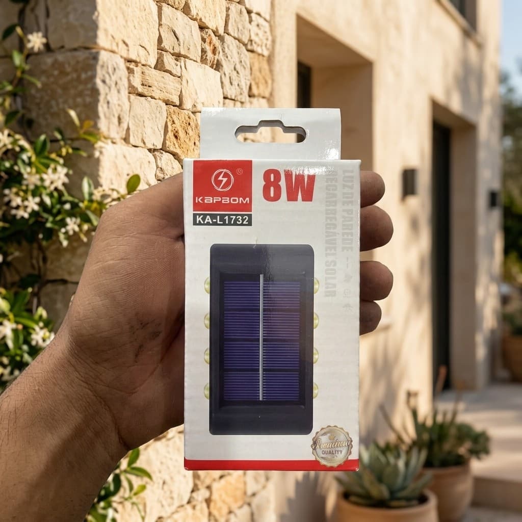 Luminária Solar LED 8W Parede Arandela Design Moderno Elegante Iluminação Fachada Sobrado Muro