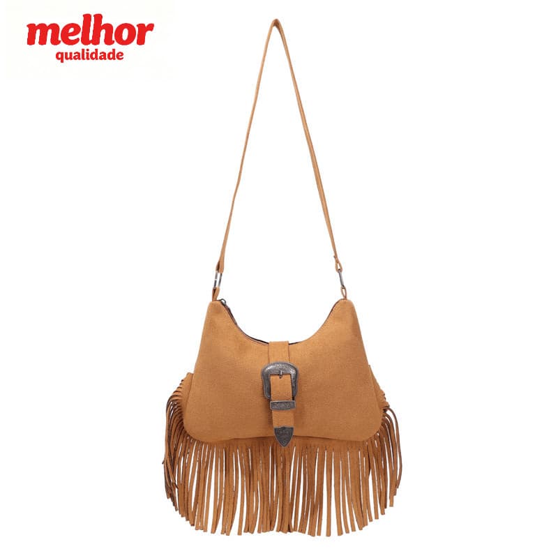 Retro ocidental Denim camurça borla axilas saco angustiado fivela de Metal ajustável Crossbody pequeno saco brasil Festi