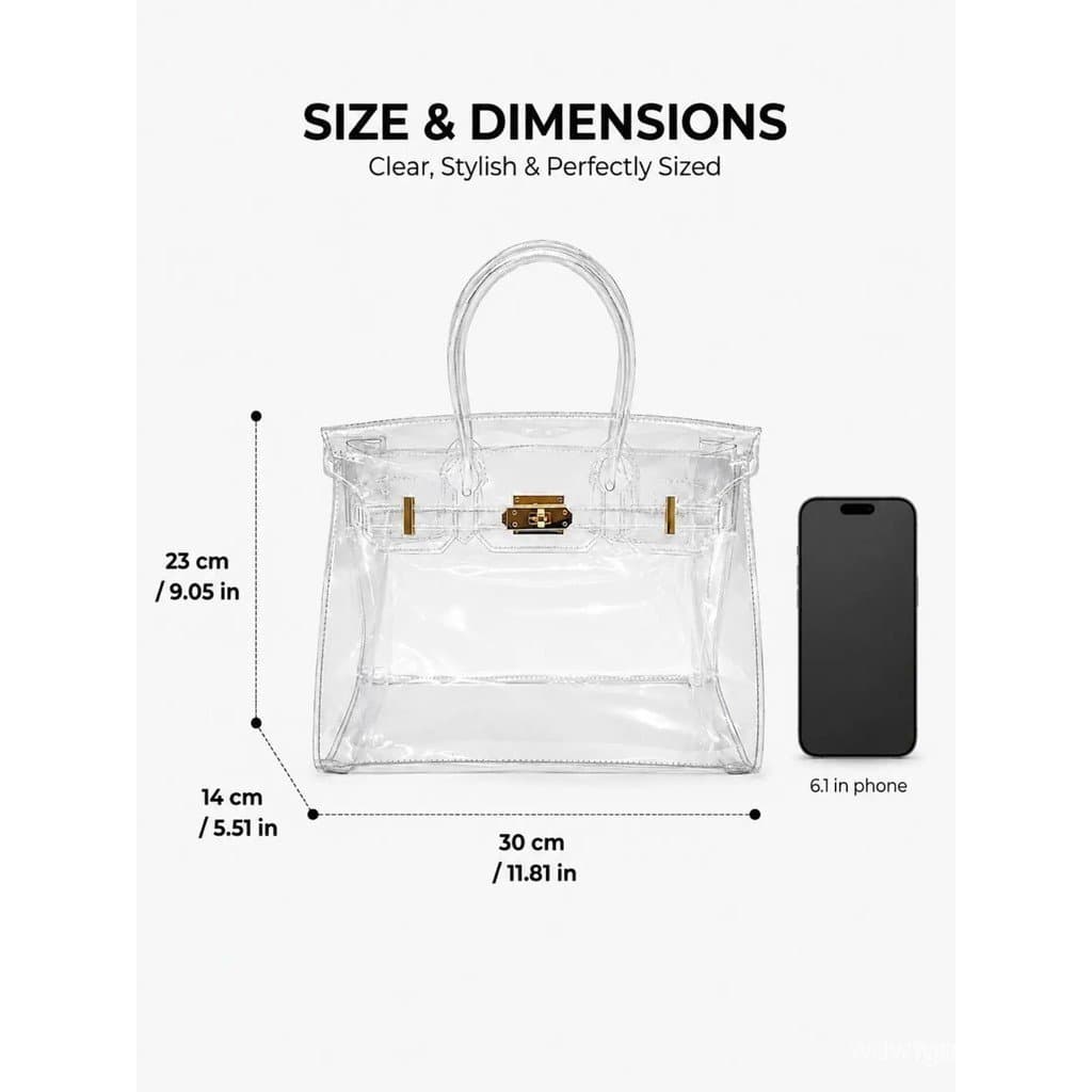 Bolsa Transparente de Gelatina para Mulheres, Bolsa de Mão Leve, Bolsa Casual e Moderna, Bolsa de Praia de Grande Capaci