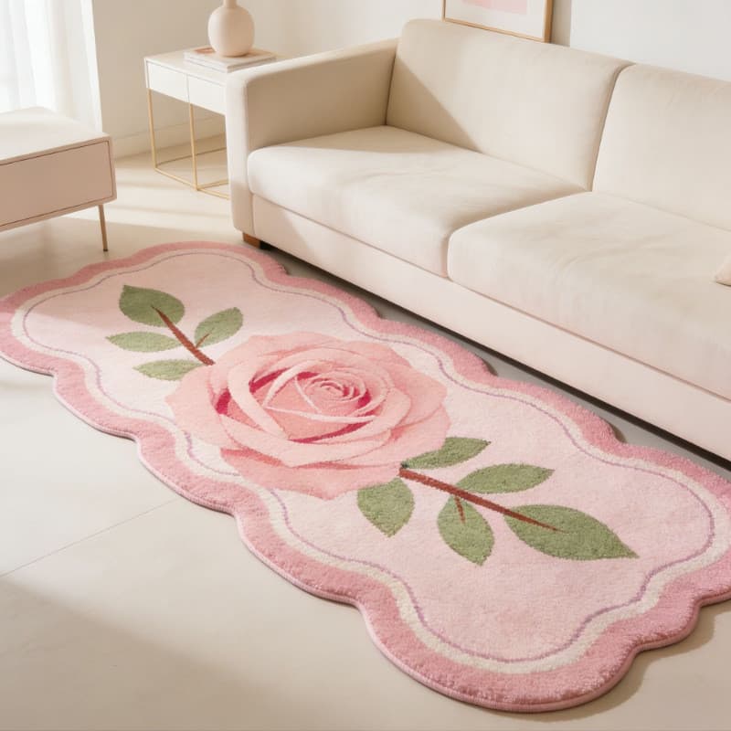 [Novo produto] tapete de chão com flores românticas, entrada de entrada, banheiro, varanda, imitação de caxemira, resist