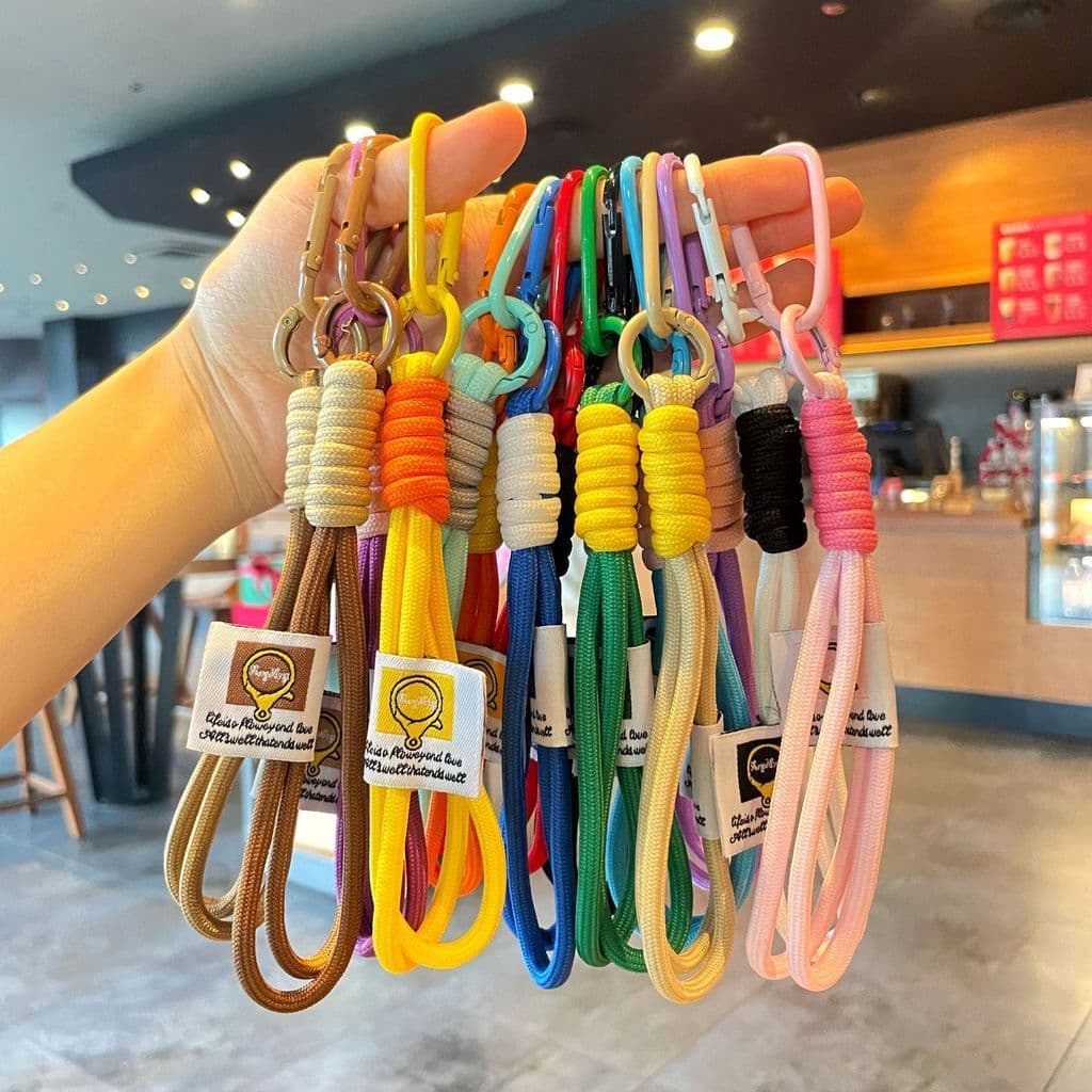 Estilo simples mão-tecido corda contraste cor cordão chaveiro caso de telefone portátil corda de mão diy na moda nicho p