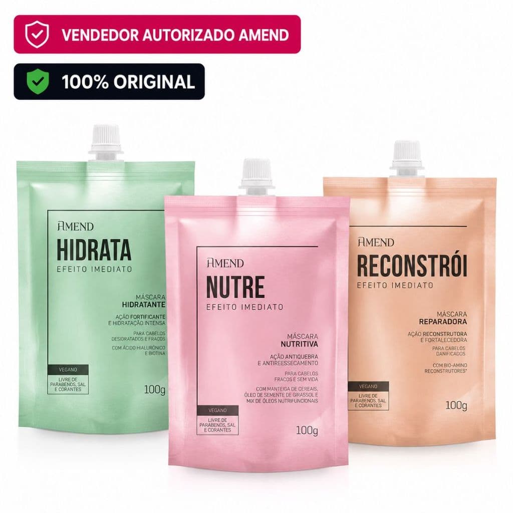 Cronograma Capilar Amend Cosmetics Efeito Imediato - 3 Unidades