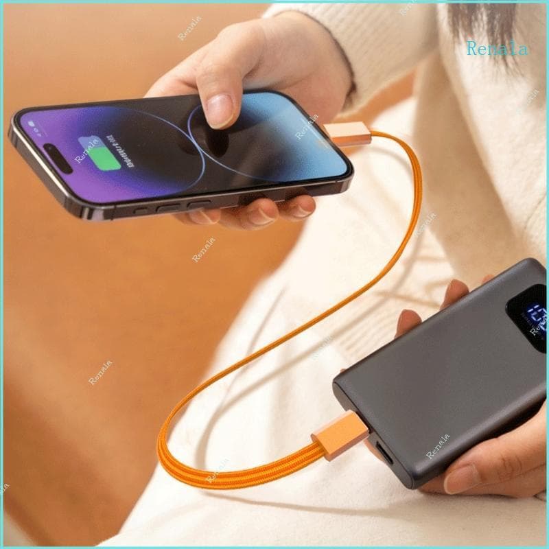 Carregamento Trançado USB C Renala Orange 30 cm Para Mesa Viagem E Uso Diário