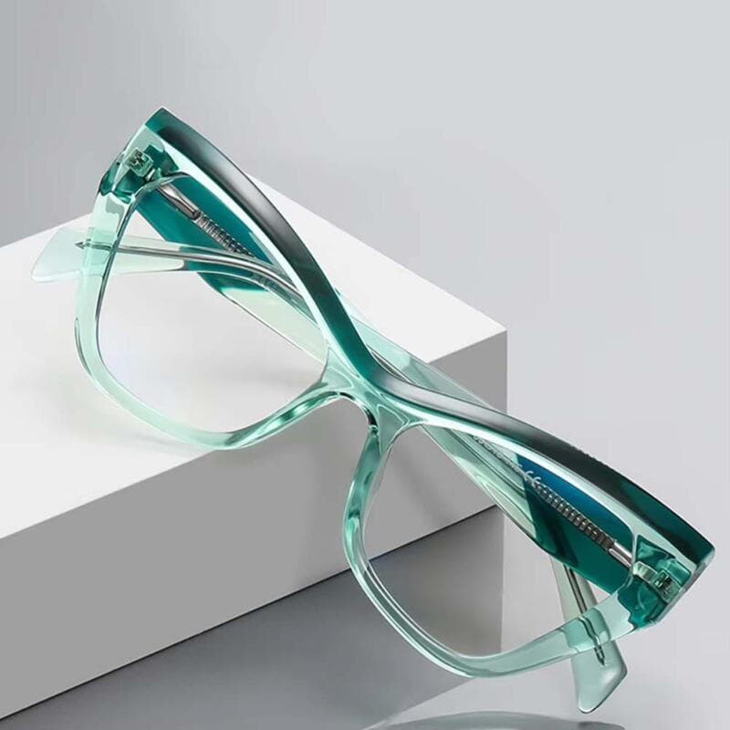 Armação De Óculos Olho De Gato Feminino Lente Transparente TR90 anti Azul Luz Verde Roxo