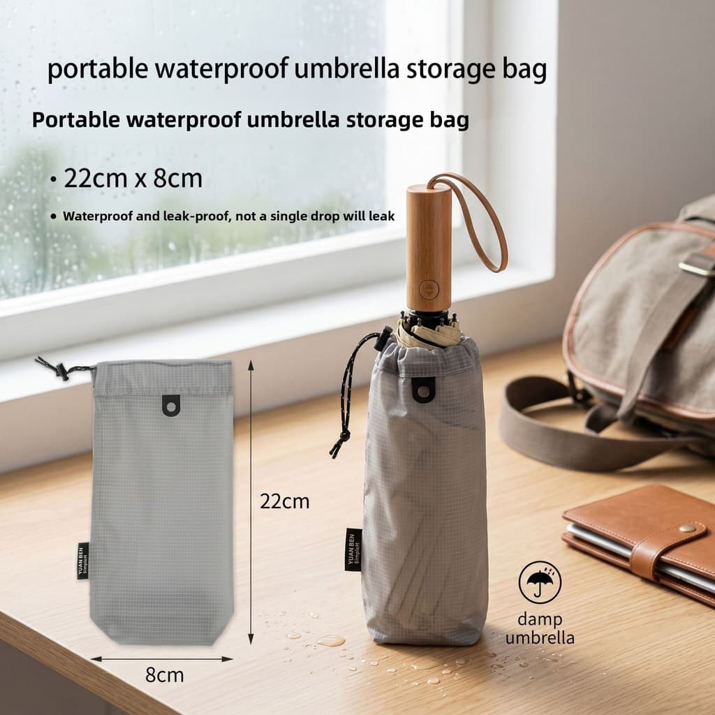 Saco De Armazenamento De Guarda-Chuva Impermeável Portátil , Bolsa Leve Com Cordão , Uso Em Viagens E Carro