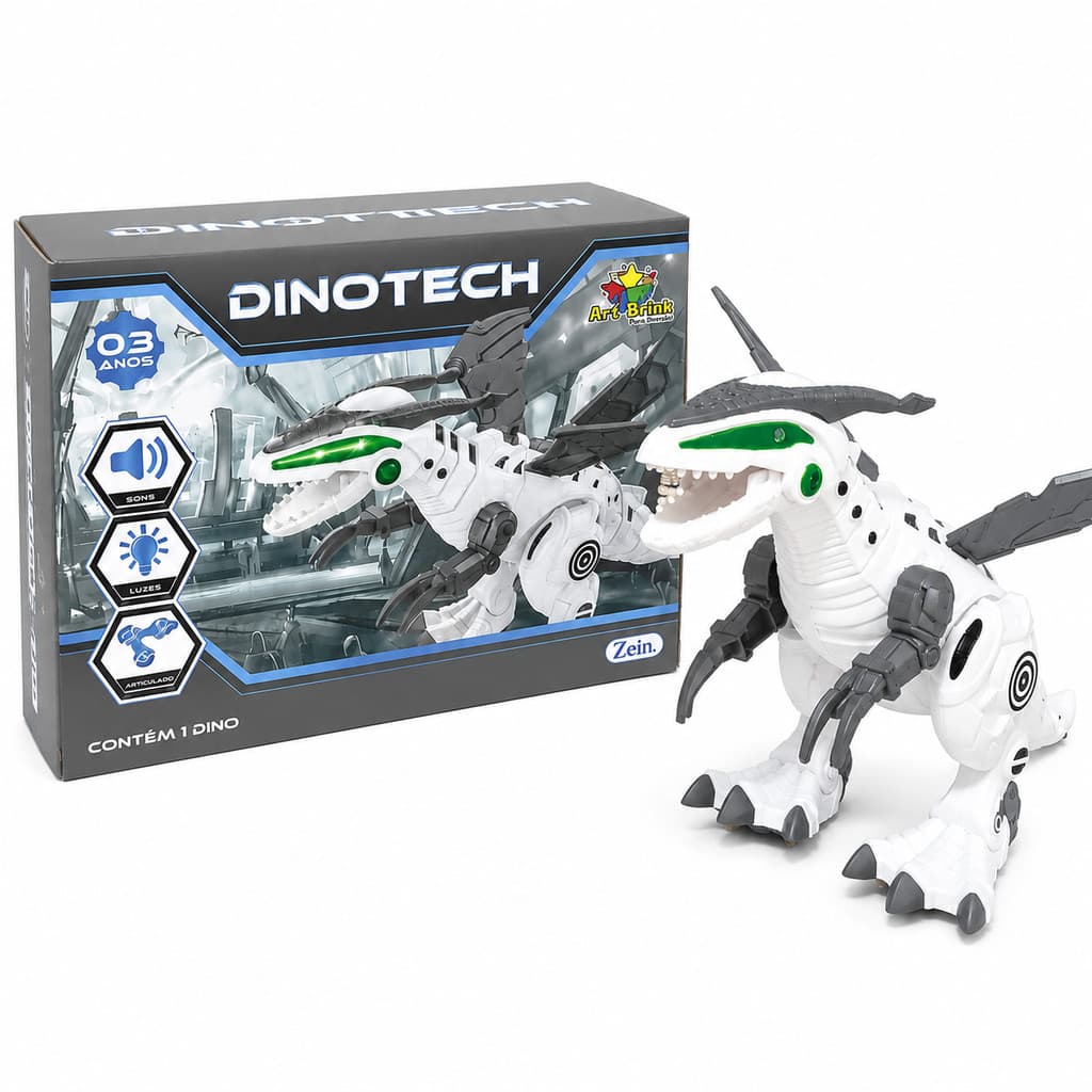 Dragão Robô Infantil Dinossauro com Luz e Som Anda sozinho