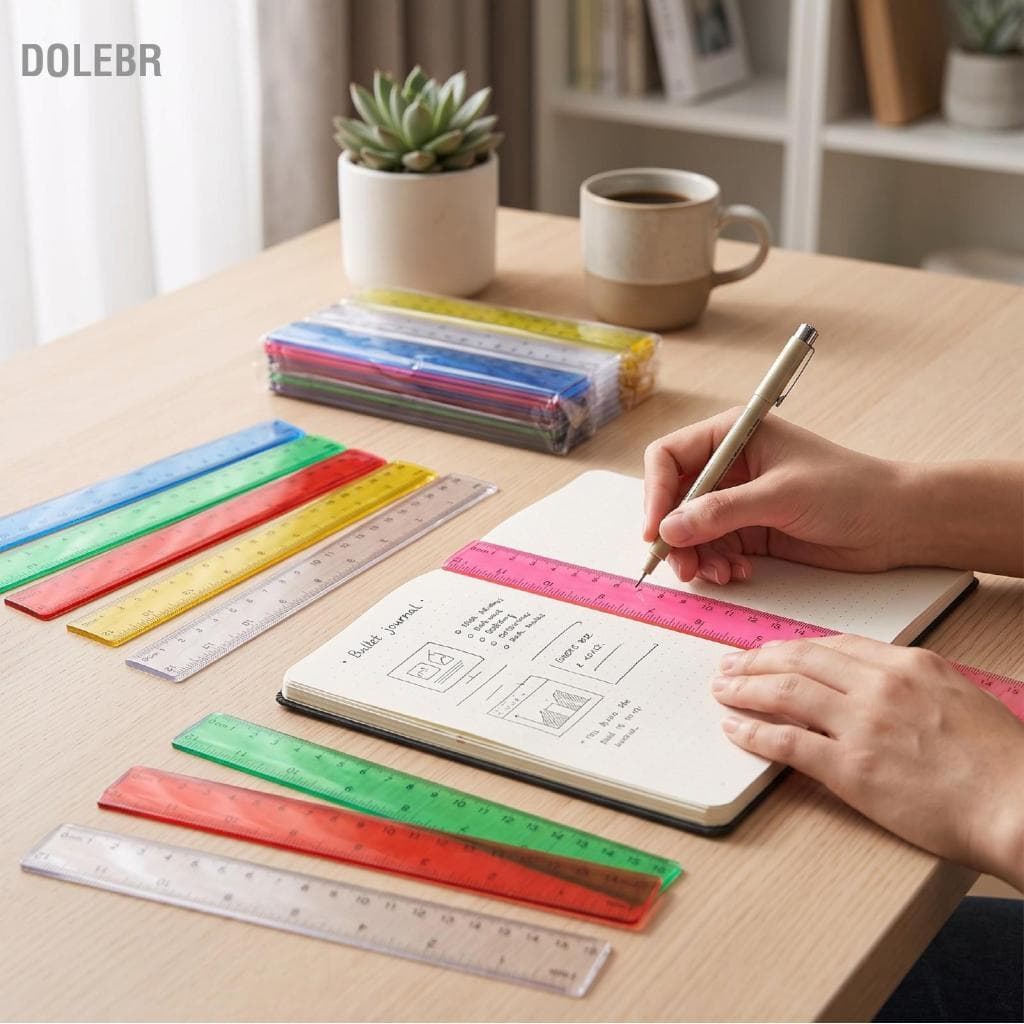 Dolebr 120 PCS Réguas de medição de 6 polegadas Régua de plástico flexível para uso em escritório escolar Centímetro de