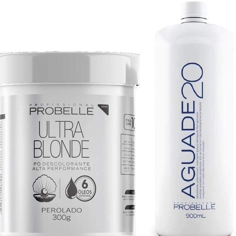 Combo Clareamento Profissional: Pó Descolorante Probelle Perolado 300g + Ox 20 Vol 900ml