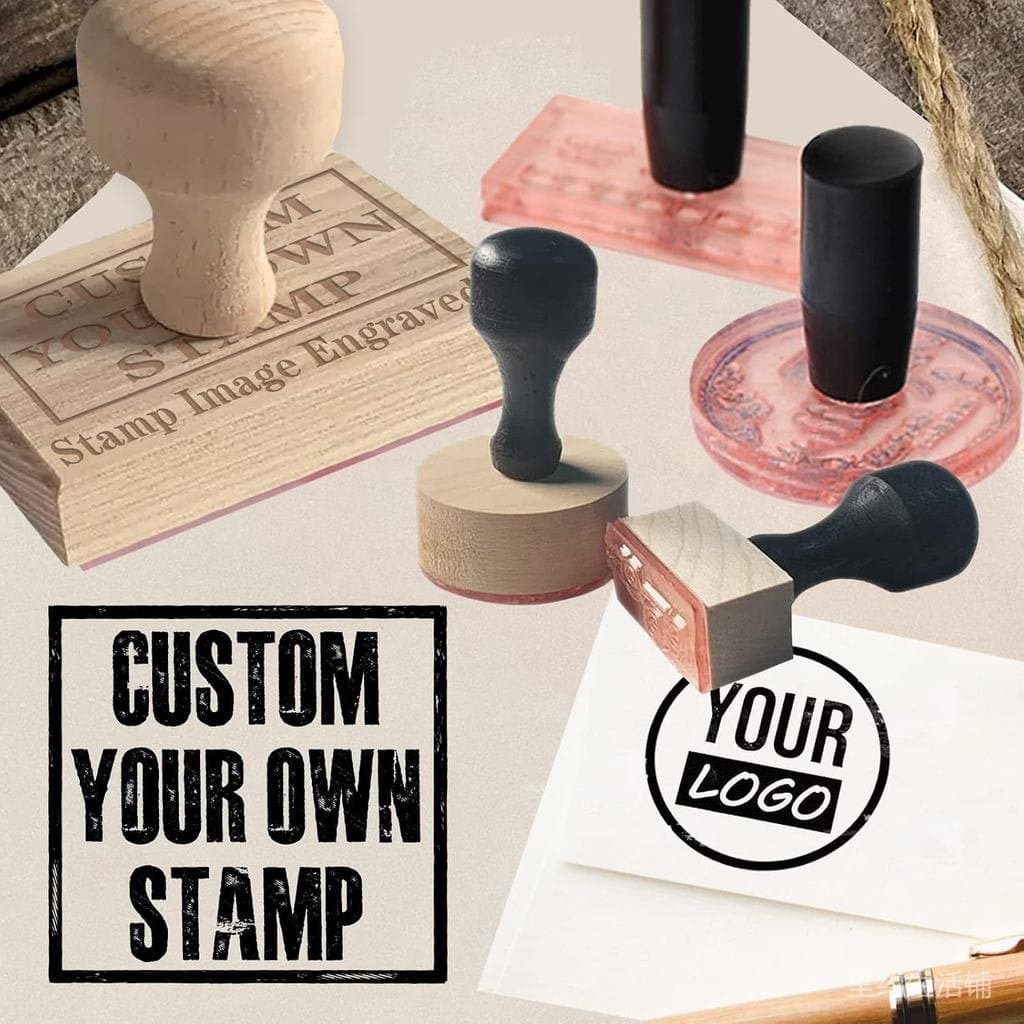 Carimbo Personalizado com Logotipo e Texto - Carimbo de Borracha Personalizado com Cabo - Carimbos de Endereço para Negó