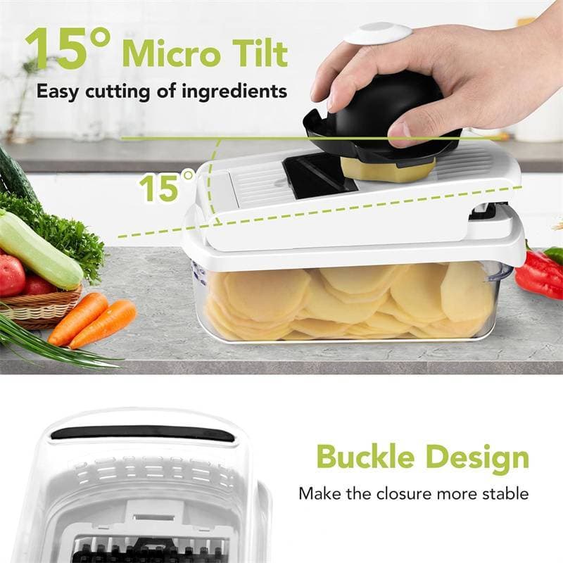 tianyuan111 15 Em 1 Picador De Alimentos Multifuncional Com Recipiente Cortador De Vegetais Cozinha Fatiador , Ralador E