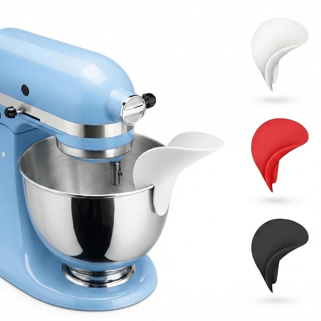 Funil para Farinha para Batedeiras KitchenAid, Funil de Silicone de Grau Alimentício com Clipe para Tigelas de Batedeira