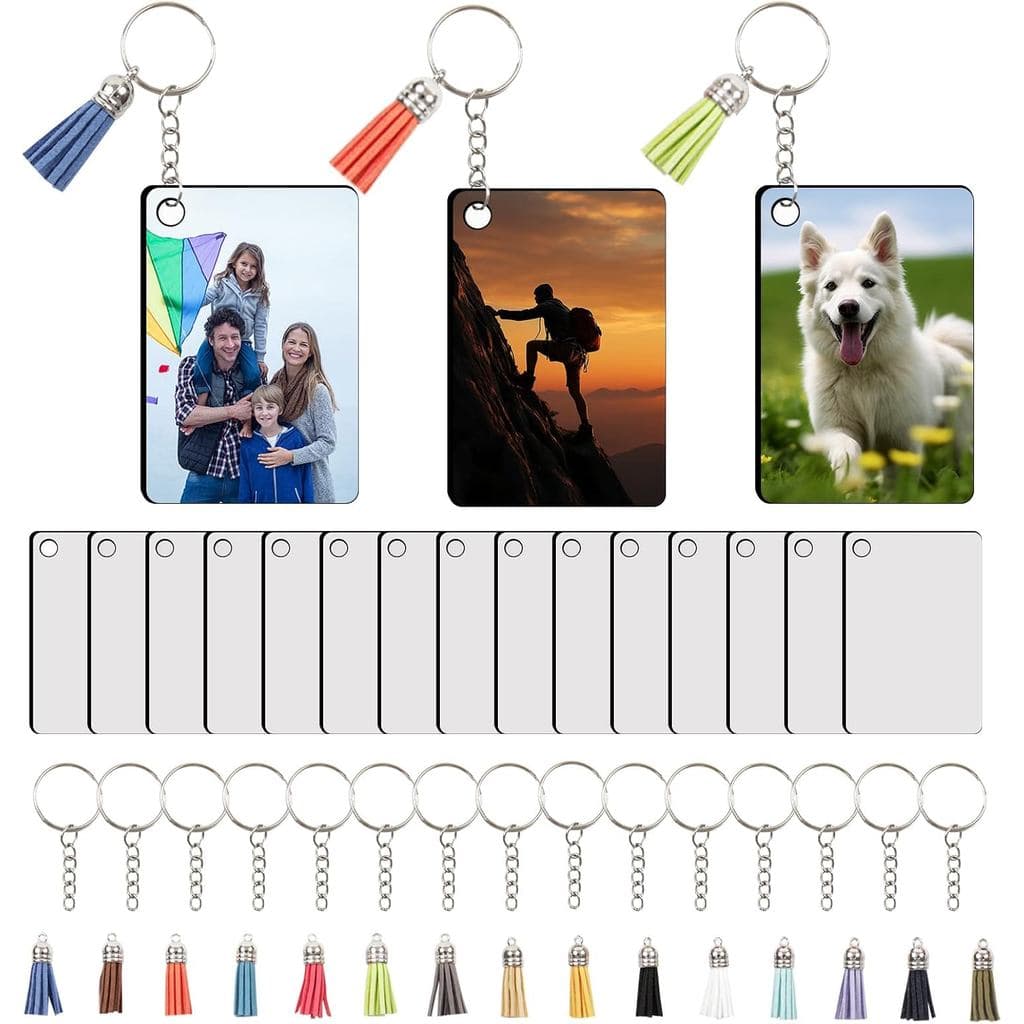15 peças de chaveiros em branco para sublimação com franjas, chaveiros em MDF de dupla face para sublimação em grande qu