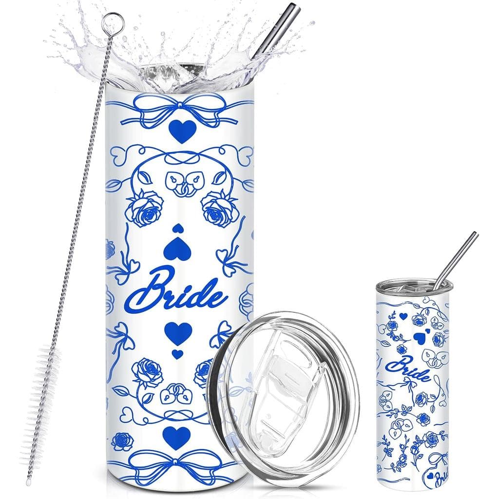 Copo Maxdot Branco e Azul para Noivas, Presente para a Futura Noiva, Copo para Despedida de Solteira, Presente de Casame