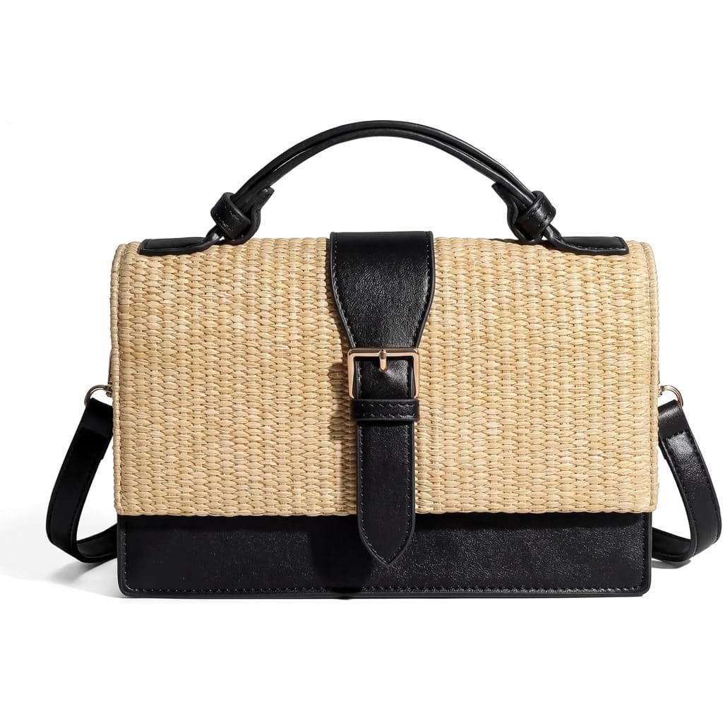 Bolsa de Palha CHUNLI para Mulheres, Bolsa de Palha Trançada, Bolsa de Praia Boho com Alça de PU, Bolsa de Ombro para Fé